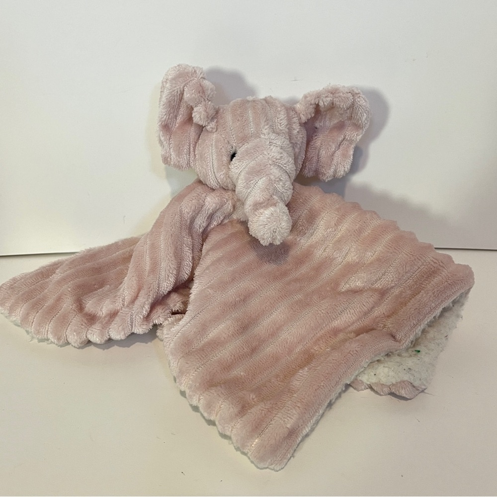 Mon Lapin Pink Elephant Ribbed Lovey Security Blanket Baby Soft Plush Sherpa